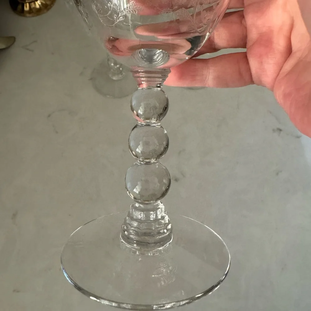 Duncan&Miller First Love Wine Goblet 6 3/4” Vintage Floral Etched Set of 3 - Picture 7 of 10